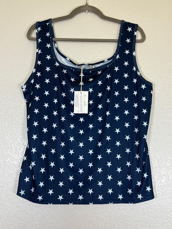 Grace + Emma Tops - Navy blue and white star tank top, size 3X